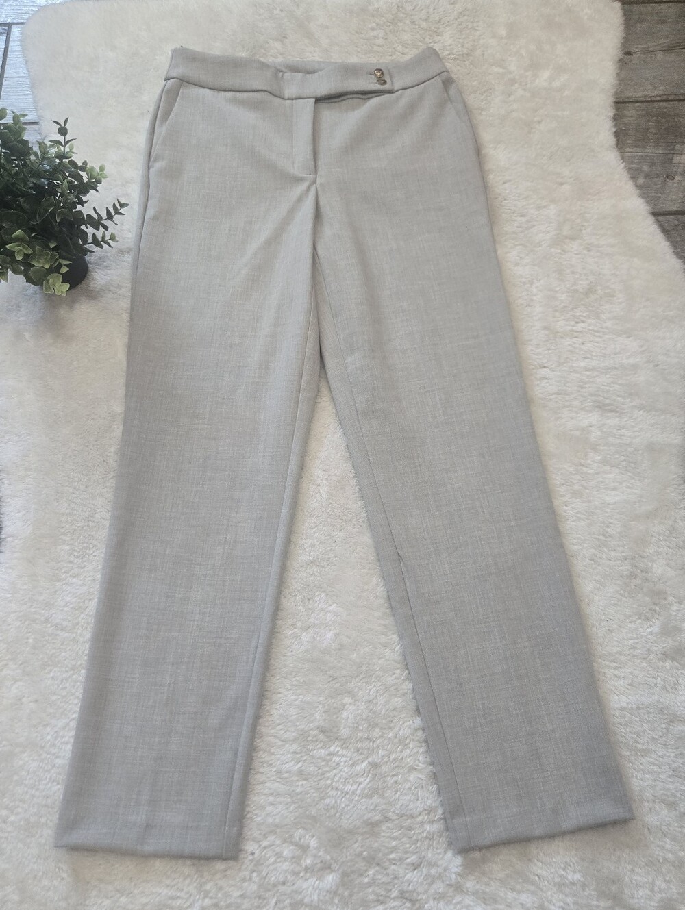 Rachel Zoe Light Gray Flat-Front Tailored Dress Pants, Size 8